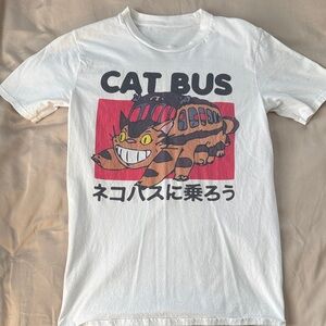 Cat Bus Graphic Cat T-Shirt - White